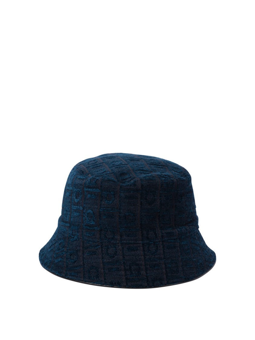 Ferragamo Textured Blue Bucket Hat
