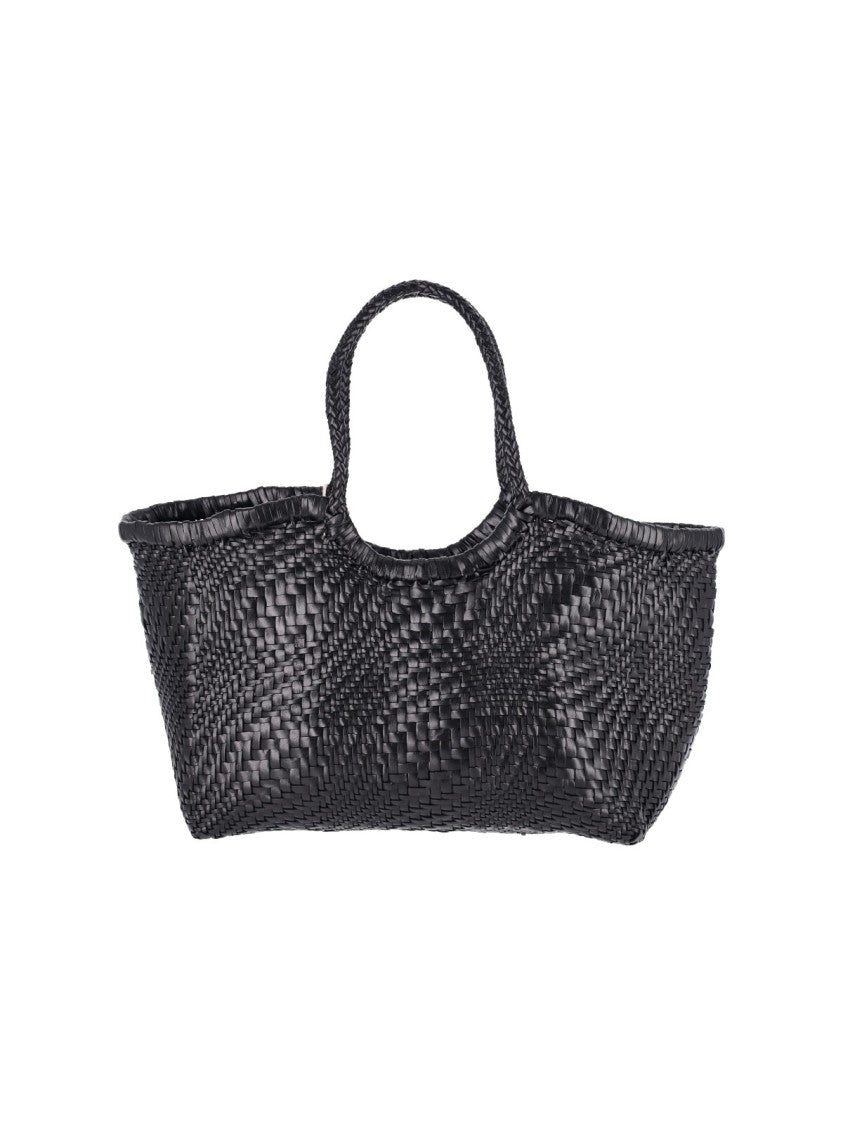 Dragon Diffusion Black Nantucket Optical Woven Leather Large Tote Bag