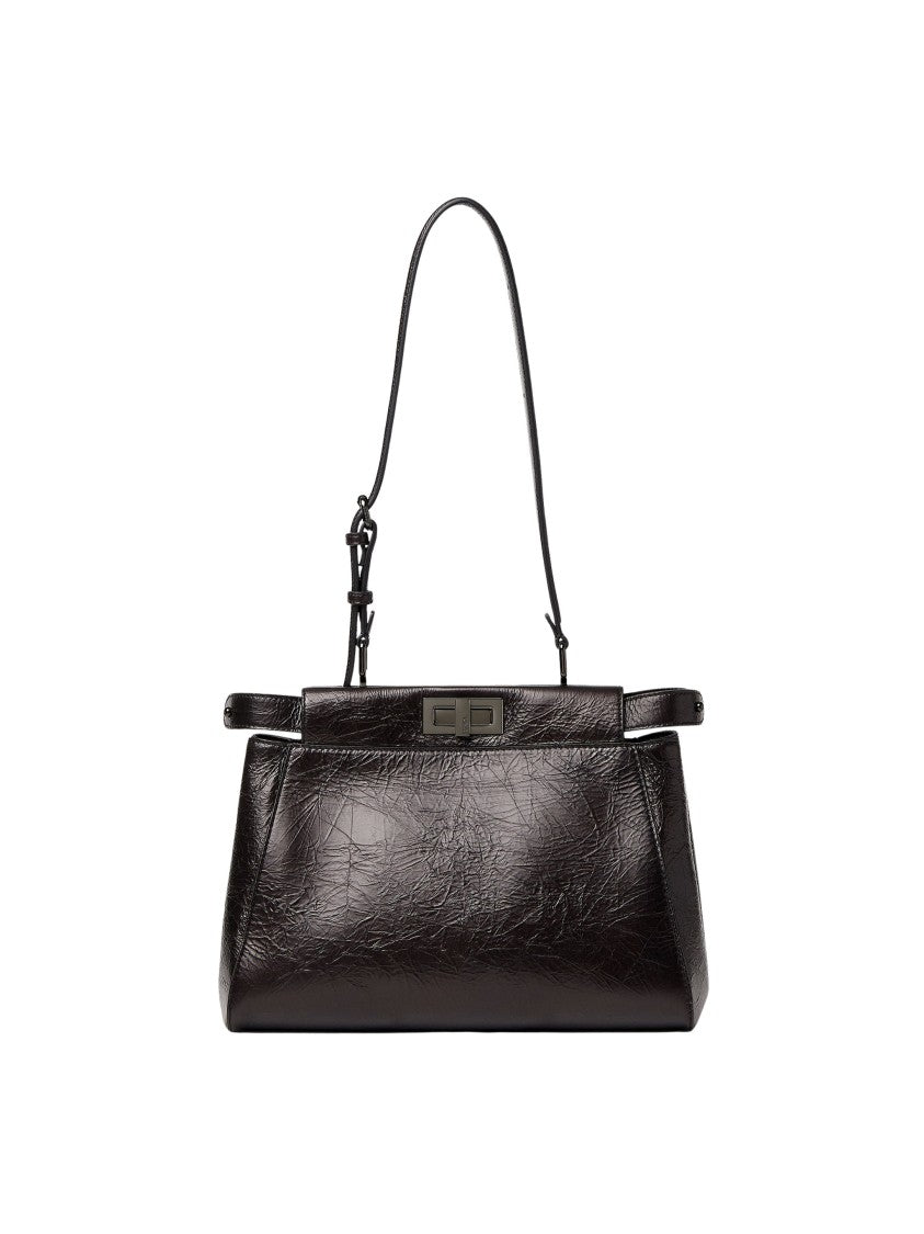 Fendi My Peekaboo S Small Textured Calf Leather Shoulder Bag