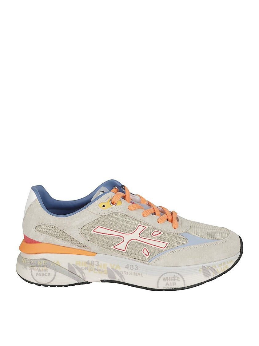 Premiata Beige Mesh And Suede Sneakers With Innovative Sole