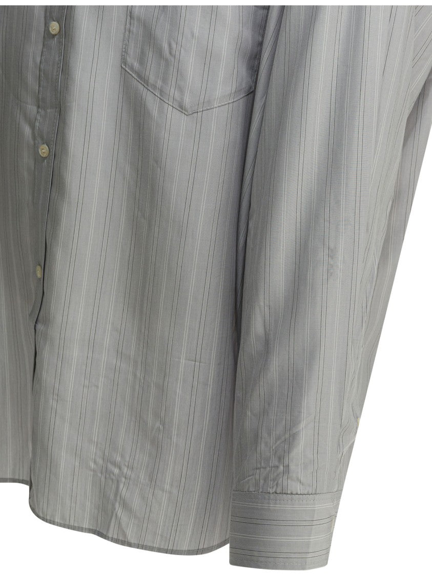 Acne Studios Boxy Grey Shirt With Vertical Stripe Pattern