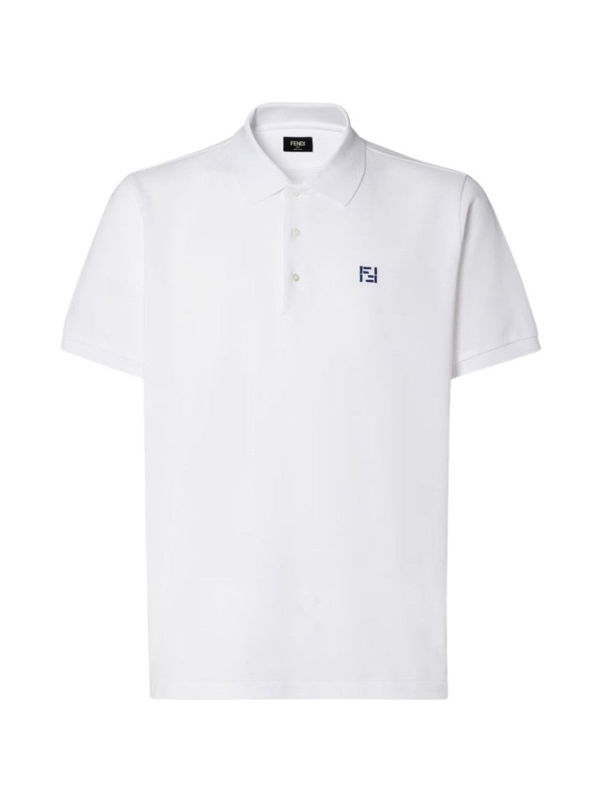 Fendi White Cotton Piqué Ff Selleria Polo Shirt
