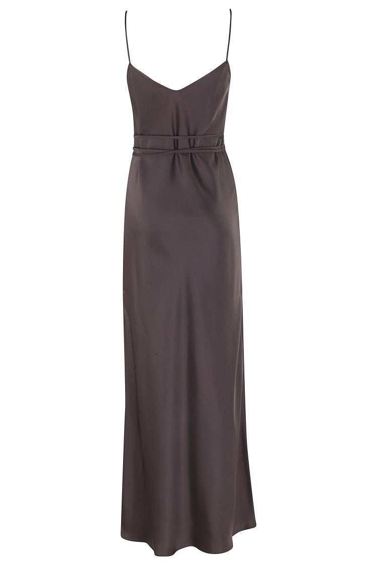 Antonelli Purple Lukas Dual V-Neck Belted Acetate-Blend Maxi Dress