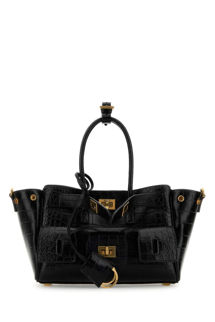 Balenciaga Black Leather Carry All Bel Air Shopping Bag