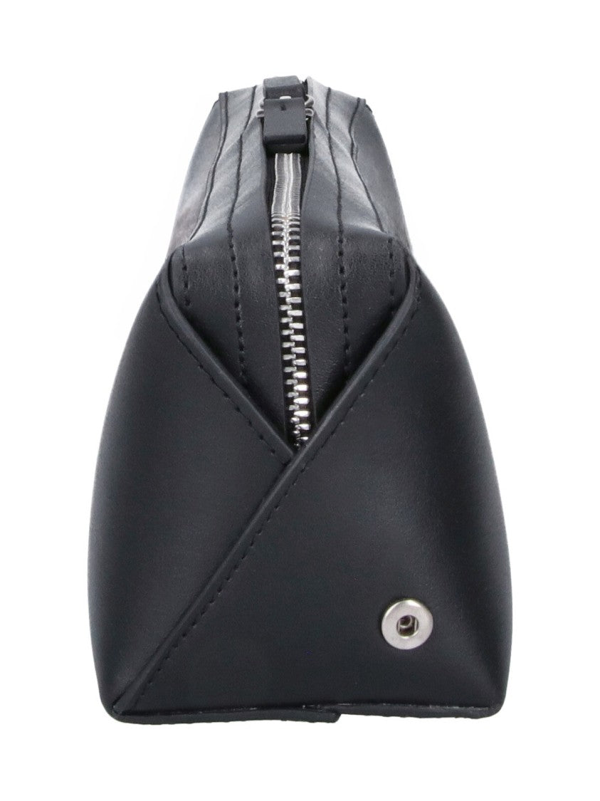 Mm6 By Maison Margiela Black Numeric Calf Leather Zip Pouch