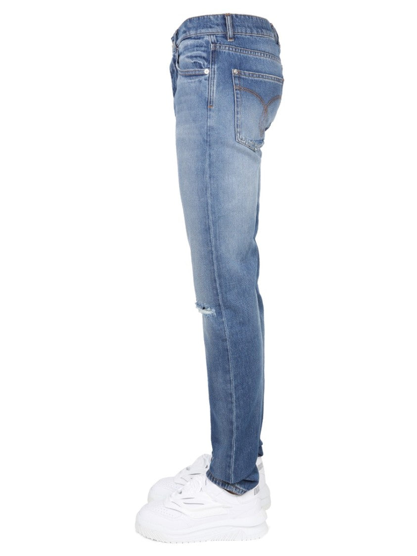 Versace Straight-Leg Jeans With Distressed Detailing