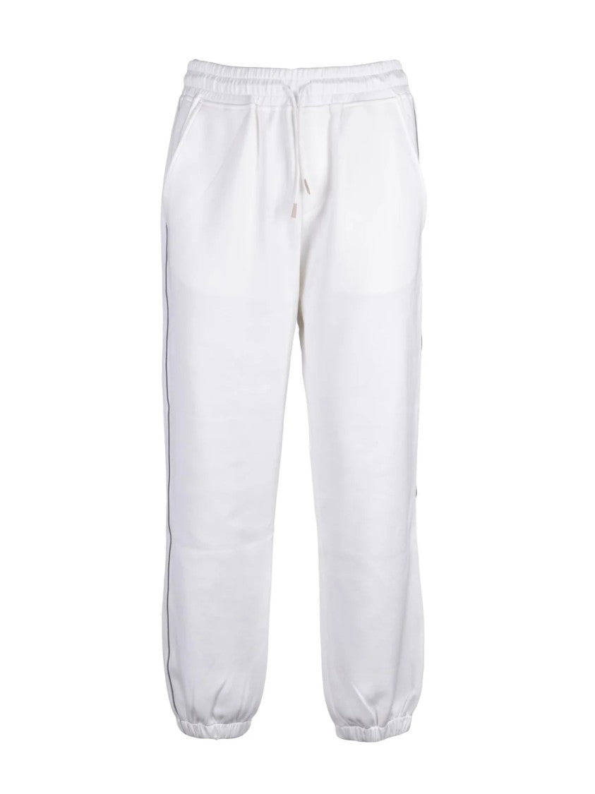 Eleventy Minimalist White Tracksuit With Drawstring Waistband And Subtle Piping