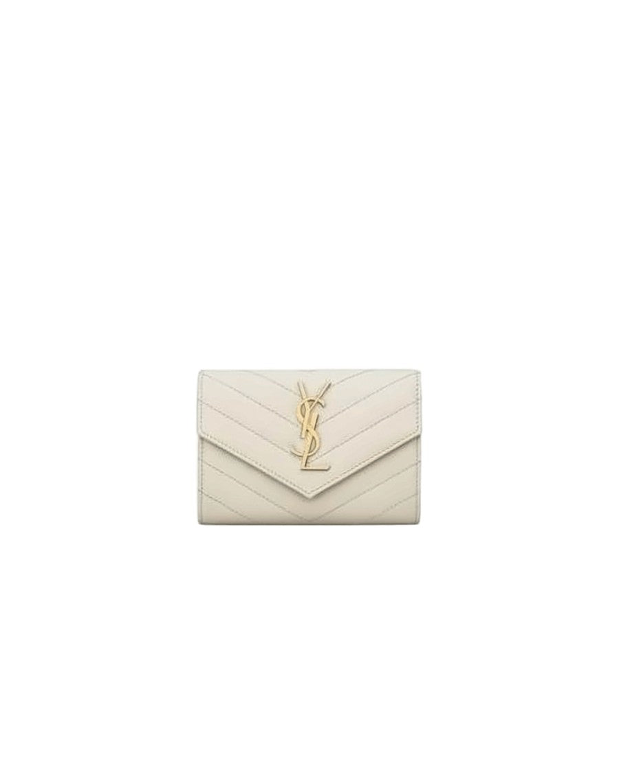 Saint Laurent Chevron Quilted Cowhide Leather Wallet