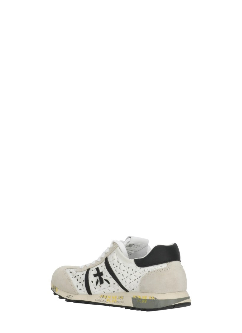 Premiata White Lucyd 7413 Perforated Sneakers