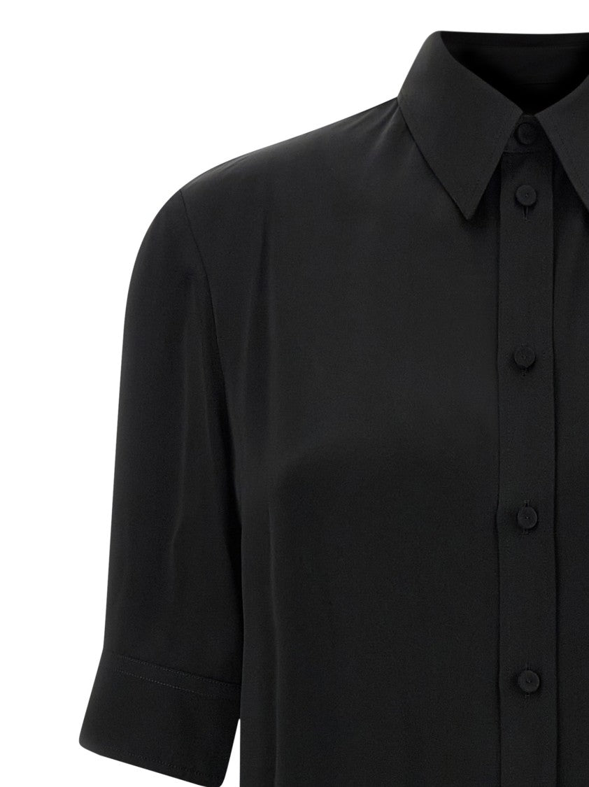 Jil Sander Fluid Viscose Long Shirt With Pointed Collar And Cuffed Sleeves