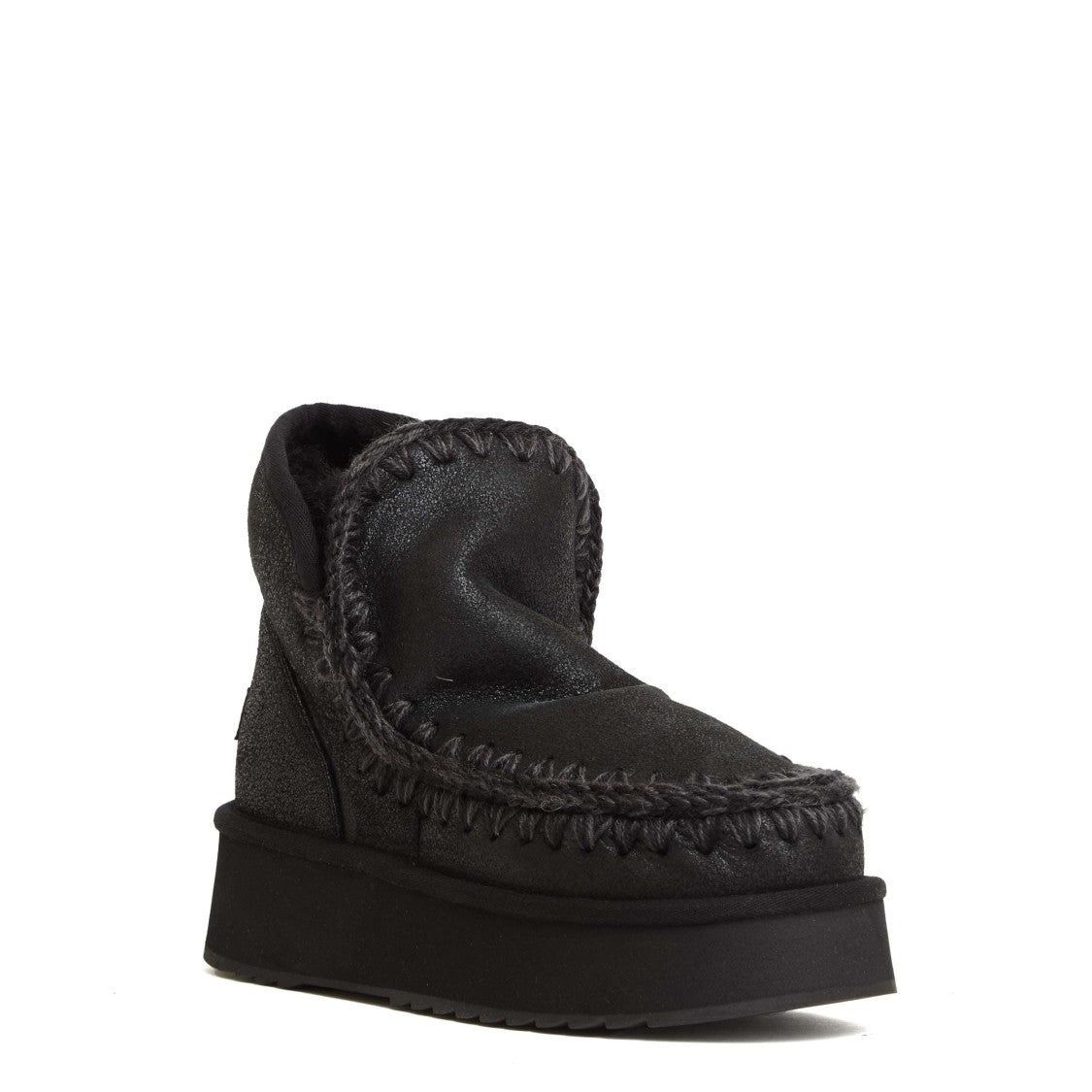 Mou Mini Eskimo Platform Boots With Crochet Stitch Detailing