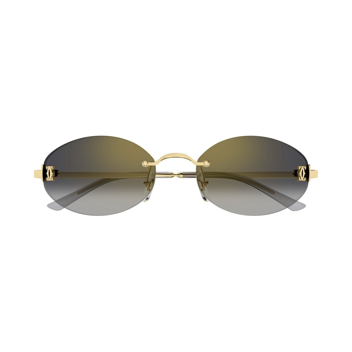Cartier Rimless Oval Sunglasses With Gradient Dark Grey Lenses
