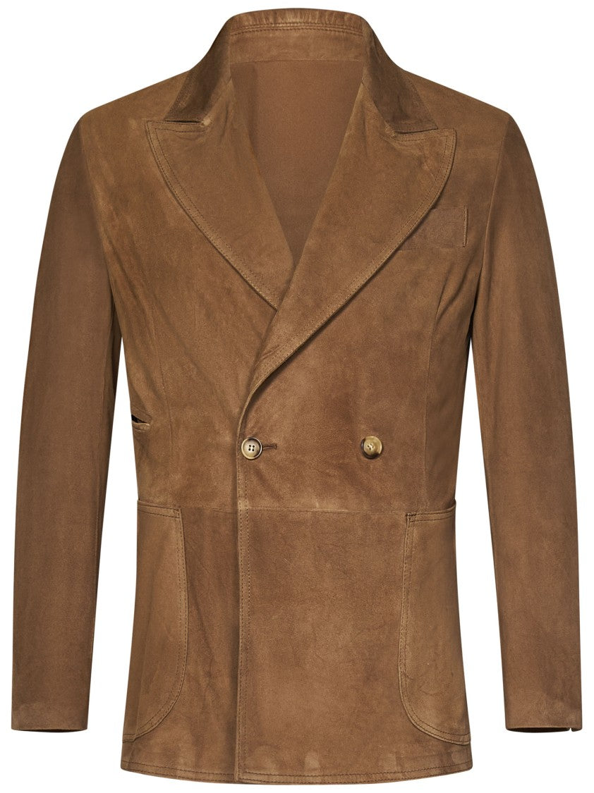 Franzese Collection Beige Double-Breasted Suede Jacket