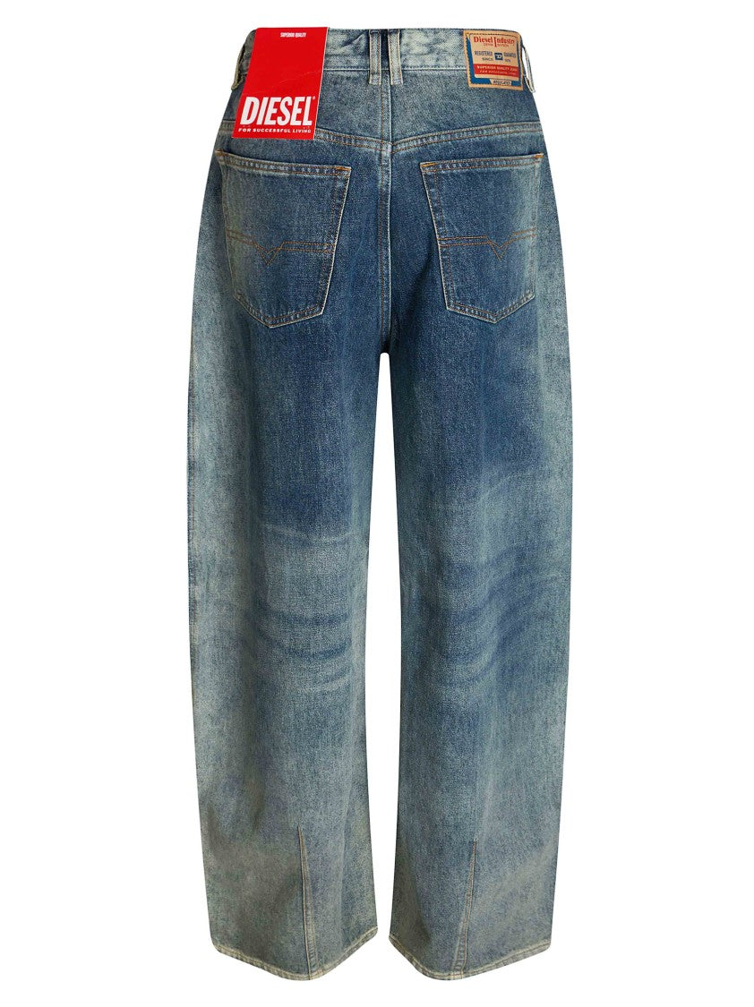 Diesel Faded Blue Wide-Leg High-Waist Jeans