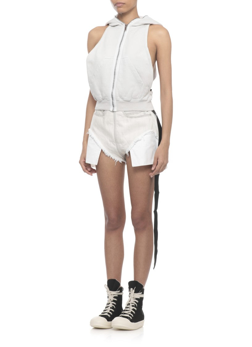 Drkshdw By Rick Owens Ivory Cyclops Sleeveless Zip Hoodie