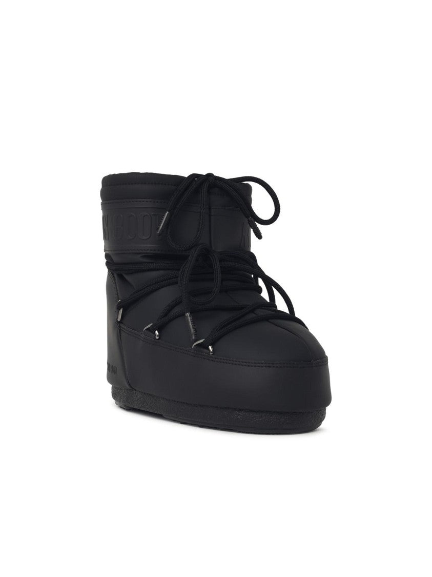 Moon Boot Ambidextrous Slip-On Black Pvc Boots With Tubular Laces