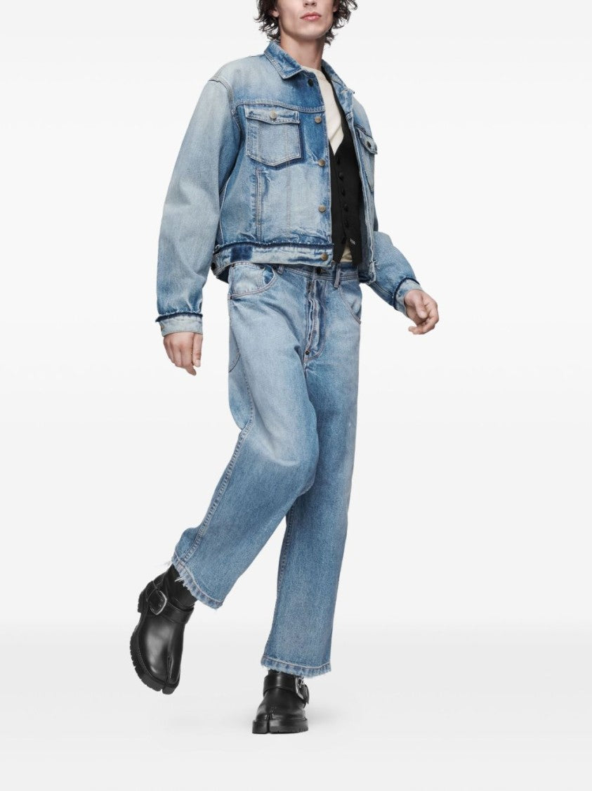 Maison Margiela Relaxed Fit Blue Jeans With Raw Frayed Hems