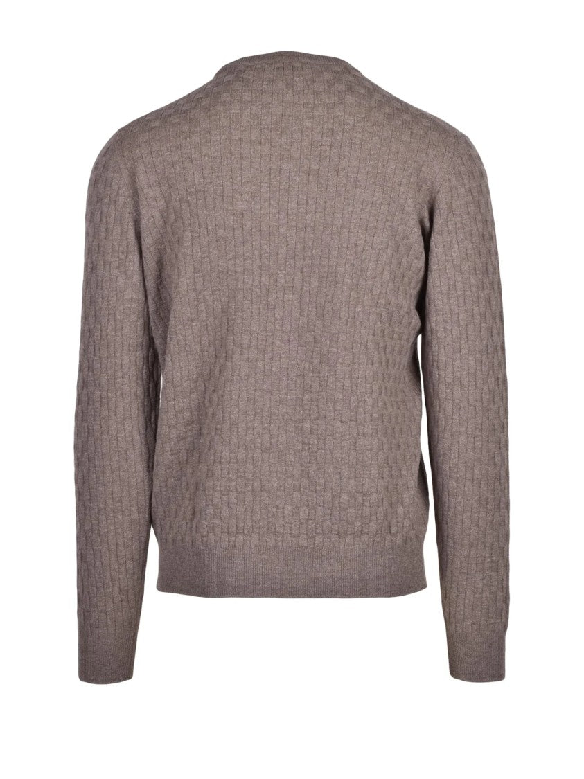 Filippo De Laurentiis Grey Merino Wool-Blend Crewneck Sweater