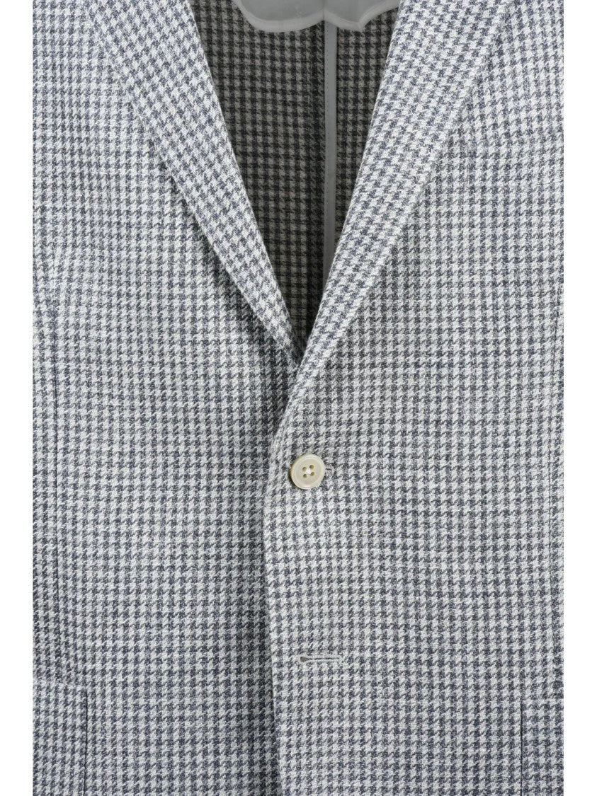 L.B.M. 1911 White Grey Linen Silk Cotton Blazer Jacket