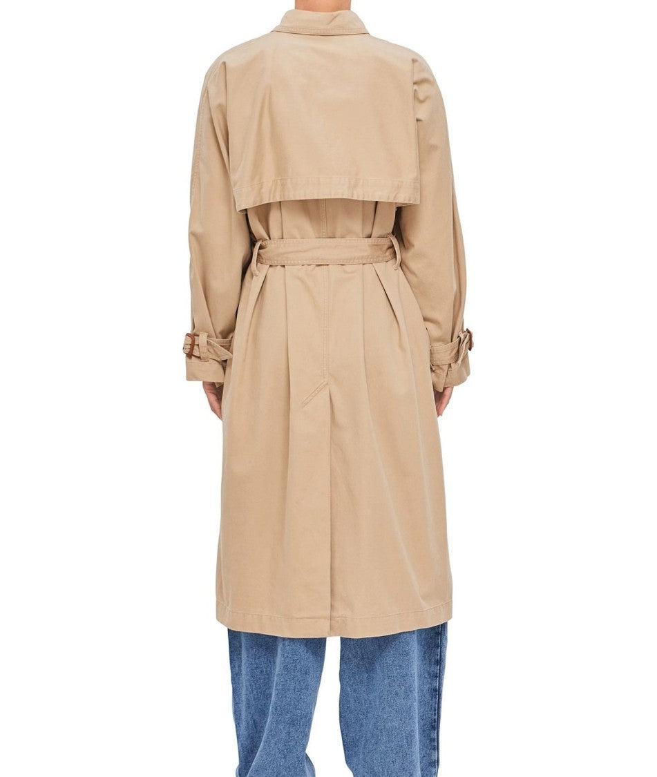 Isabel Marant Double-Breasted Cotton Trench Coat With Belted Waist