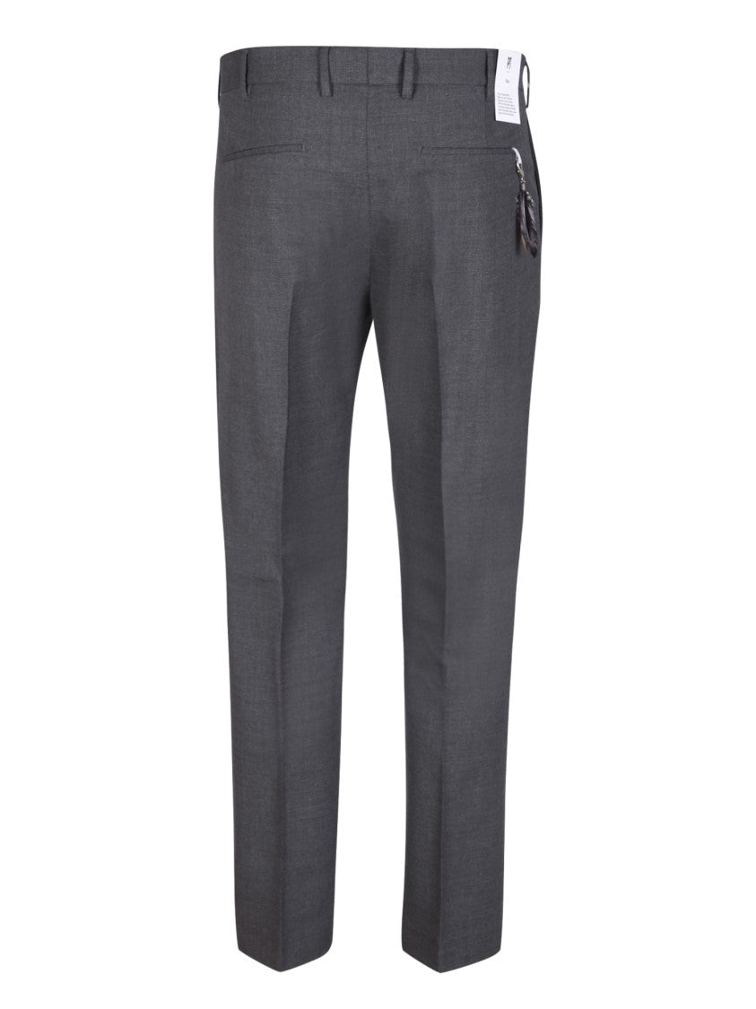 Pt Torino Grey Mid-Rise Trousers