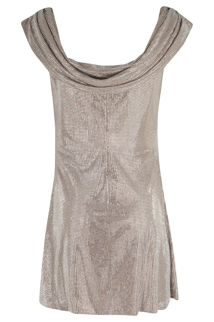 Giuseppe Di Morabito Rhinestone-Embellished Mini Dress With Humeral Neckline