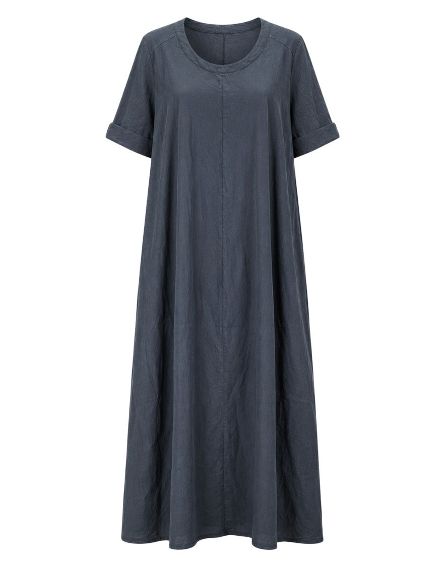 Transit Fluid Slate Blue Silk-Blend Maxi Dress With Minimalist Design