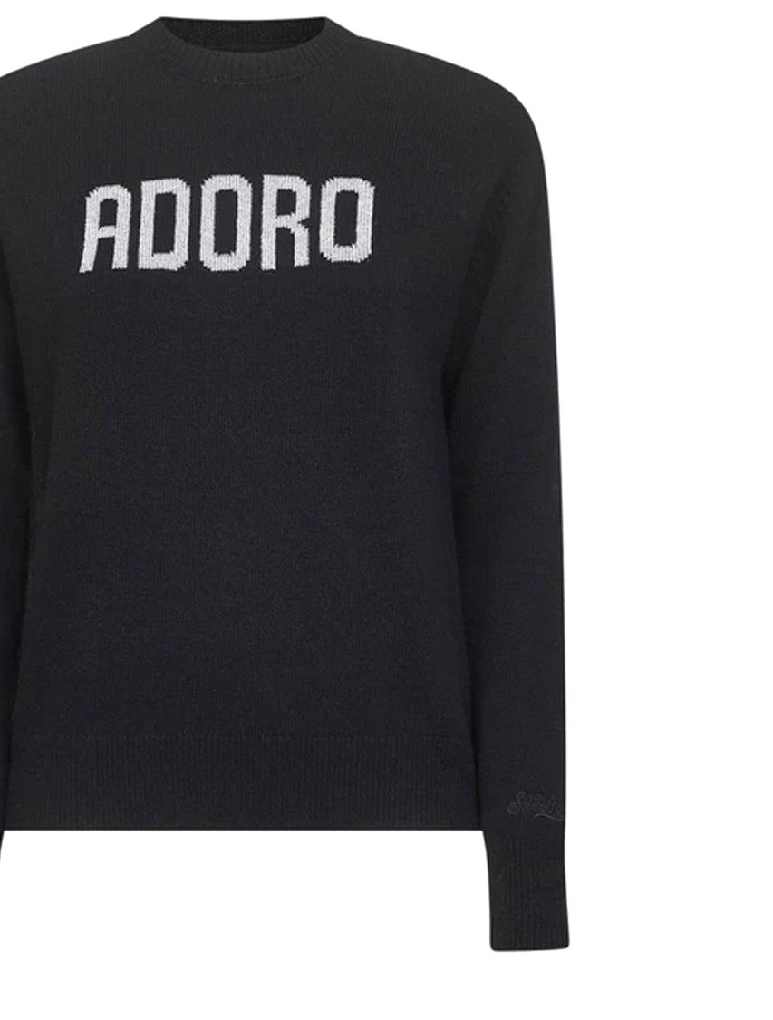 Mc2 Saint Barth Contrasting Text Knit Sweater With Crew Neckline
