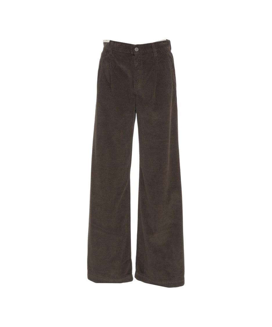 Pt Torino Wide-Leg Corduroy Trousers With Mid-Rise Waist And Soft Texture