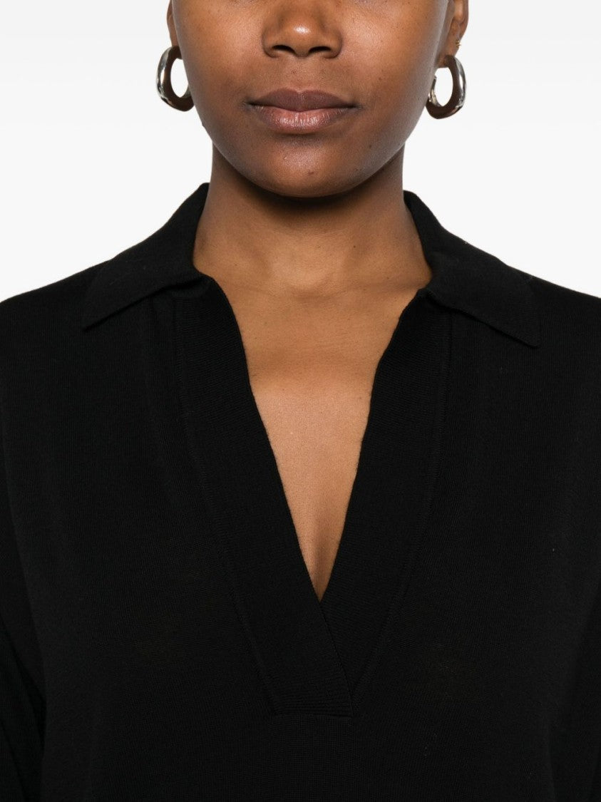 Alpha Studio Long-Sleeve Black Merino Wool Top