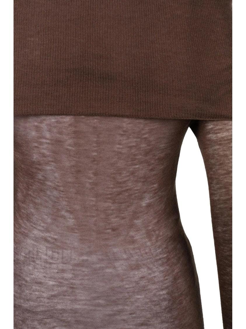 Alysi Brushed Knit Sweater With Off-The-Shoulder Neckline