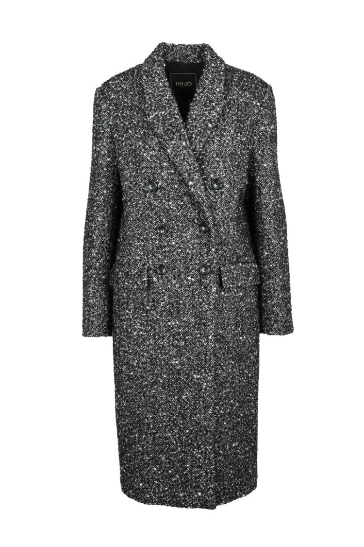 Liu Jo Long Double-Breasted Coat - Black/White