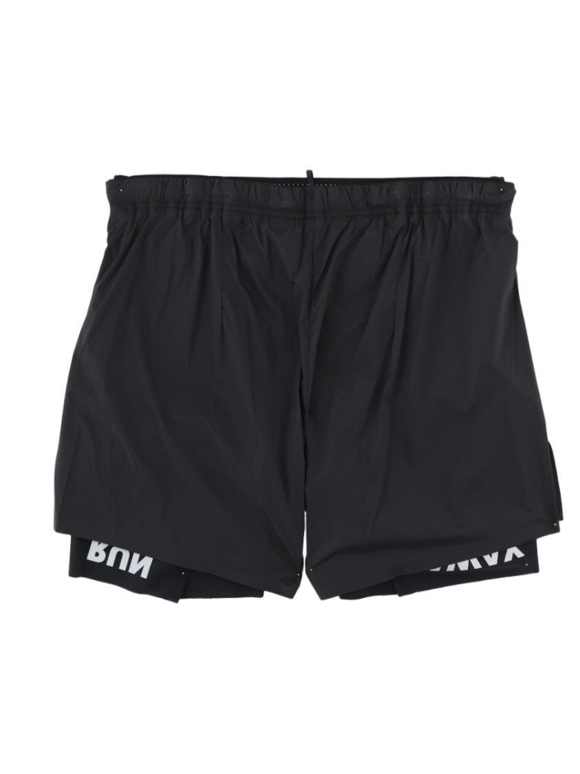 Satisfy Layered Black Activewear Shorts With Elastic Waistband