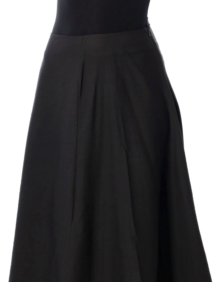 Studio Nicholson Asymmetrical Draped Black Skirt With Fitted Waist
