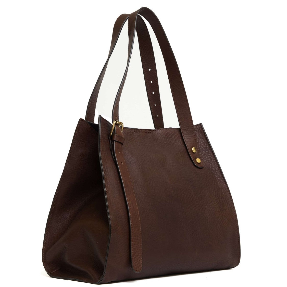 Agl Textured Brown Leather Shopping Ghauco Handbag