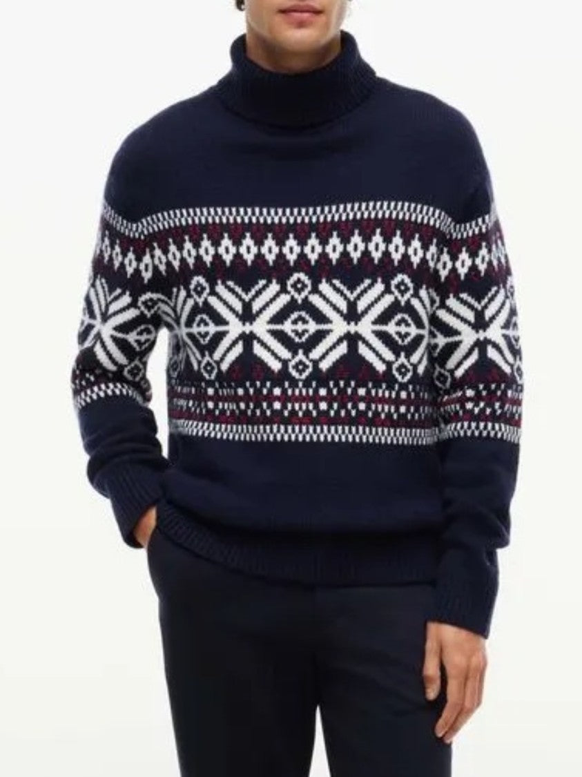 Tommy Hilfiger Fair Isle Wool Blend Roll Neck Sweater