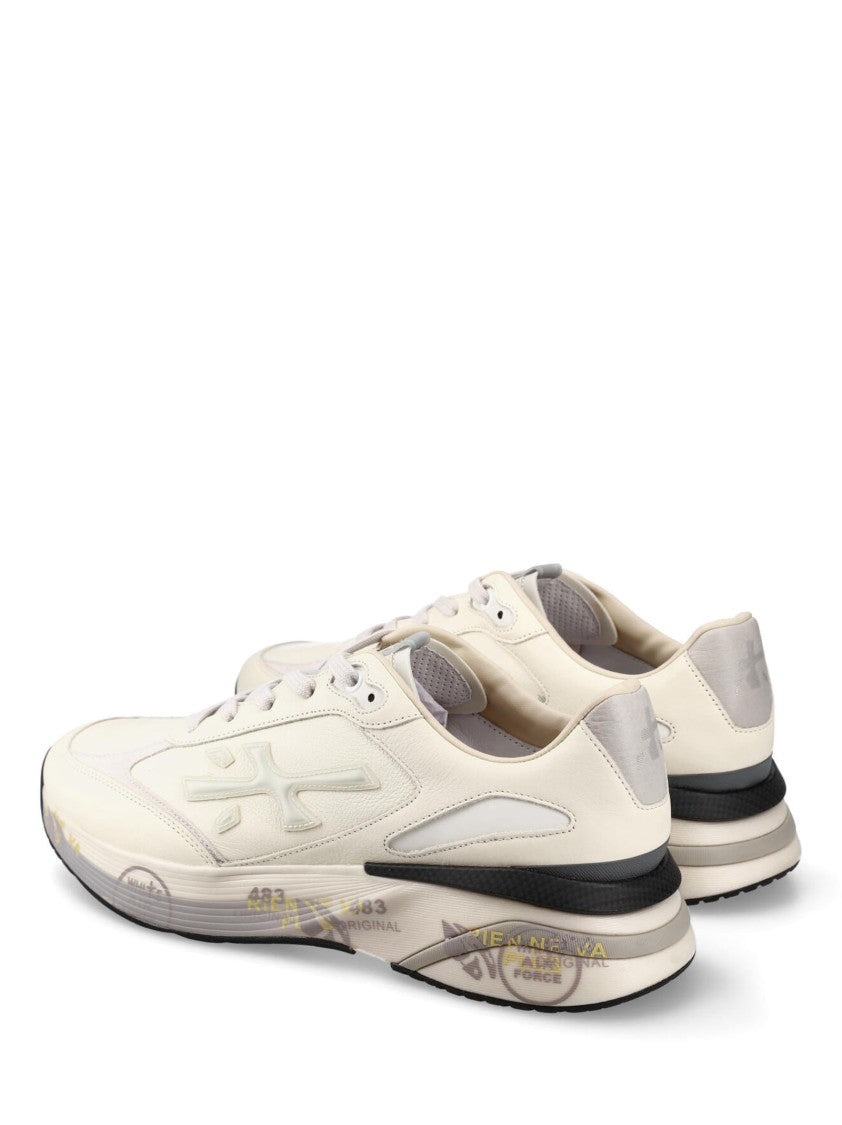 Premiata Low-Top White Sneakers With Leather