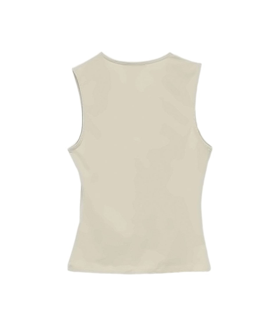 Paloma Wool Sleeveless V-Neck Top With Front Tie Detail