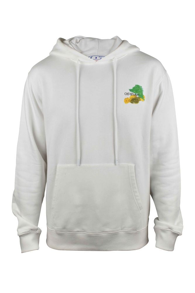 Off-White White Cotton Sweatshirt With Drawstring Hood
