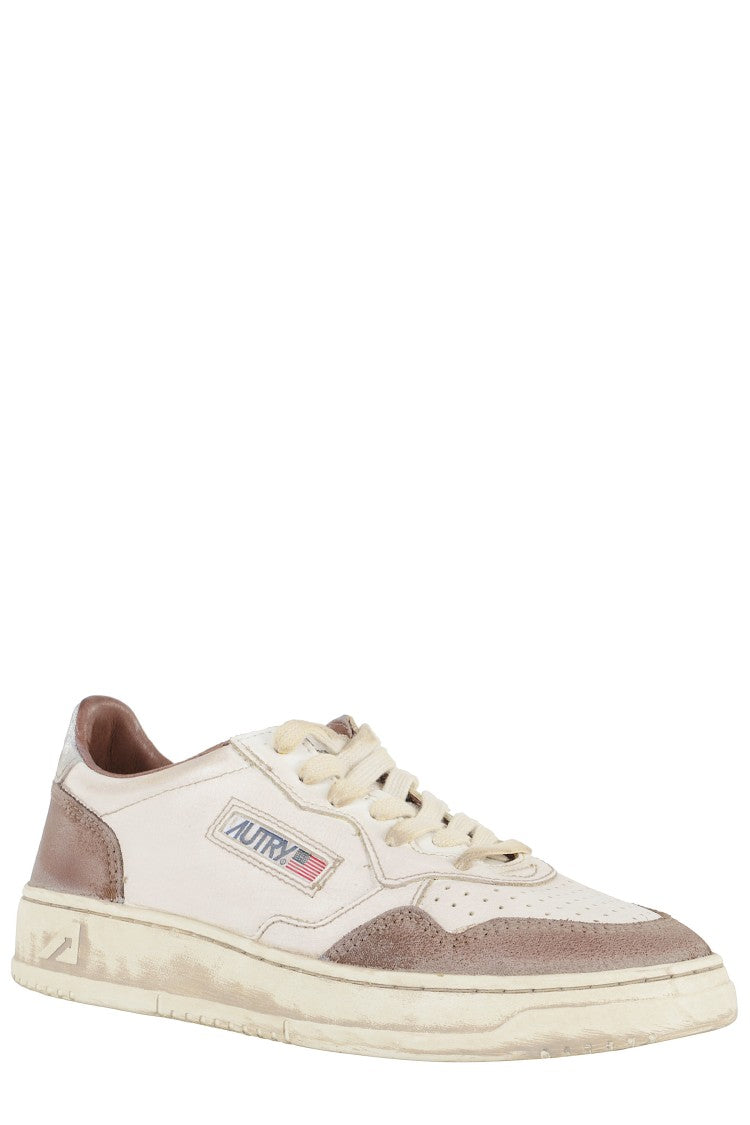 Autry Vintage Leather Autry Sneakers With Silver Heel Accent