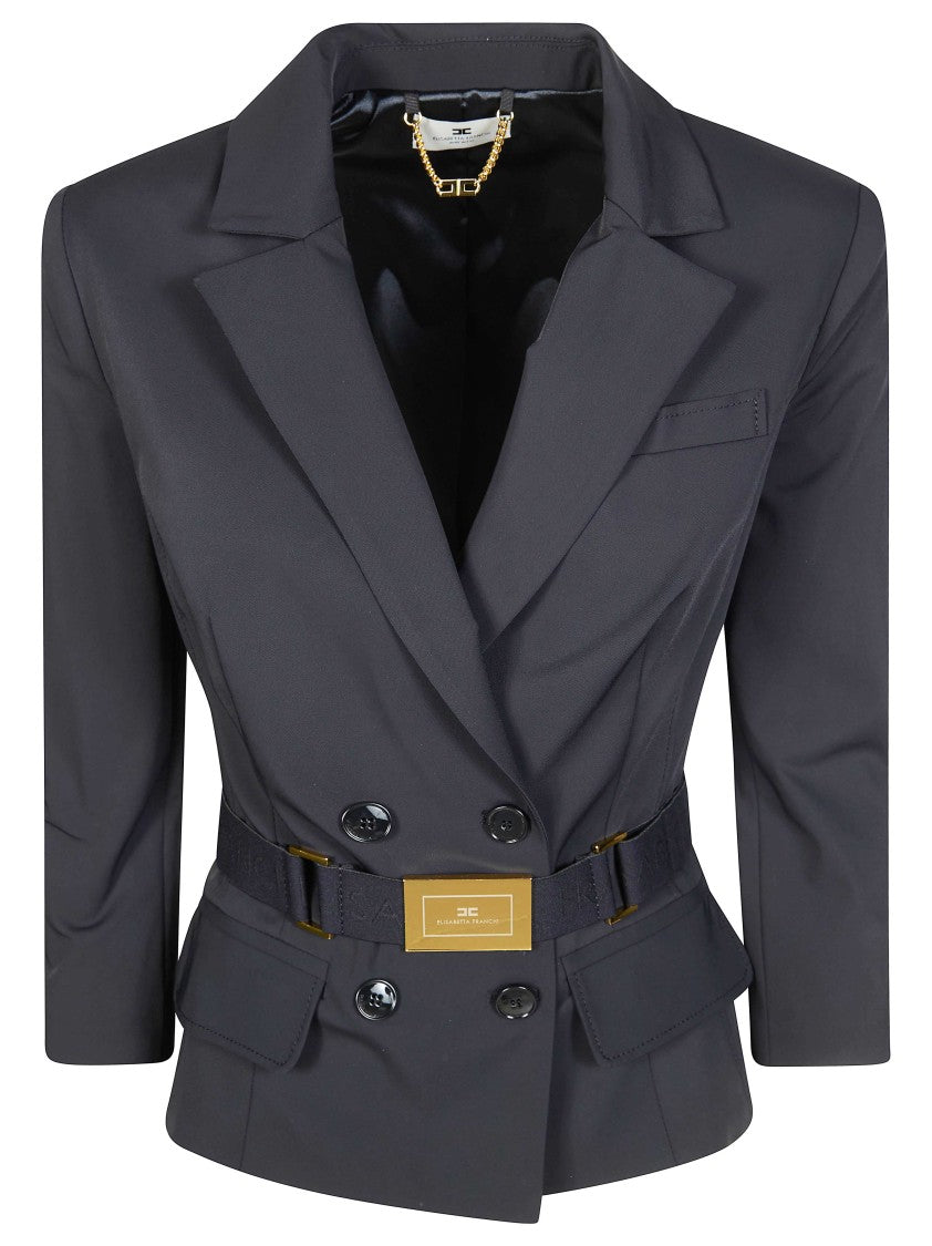 Elisabetta Franchi Tailored Double Breasted Belted Jacket