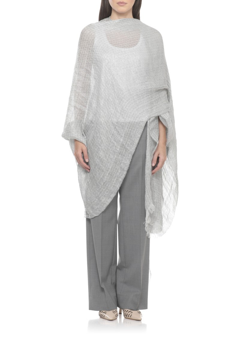 Panicale Grey Linen Lurex Cape