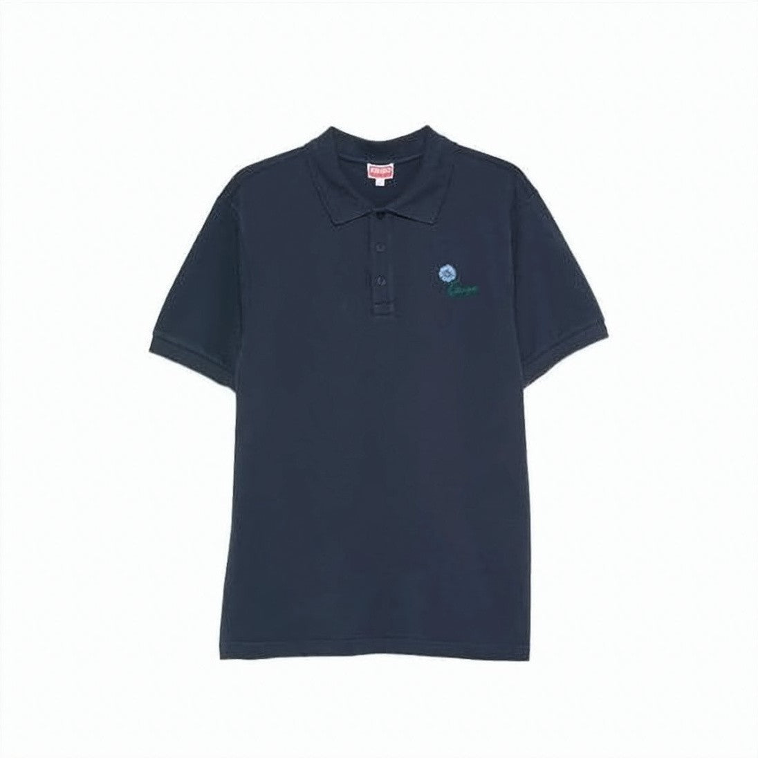 Kenzo Short-Sleeve Polo Shirt With Traditional Collar And Floral Embroidery