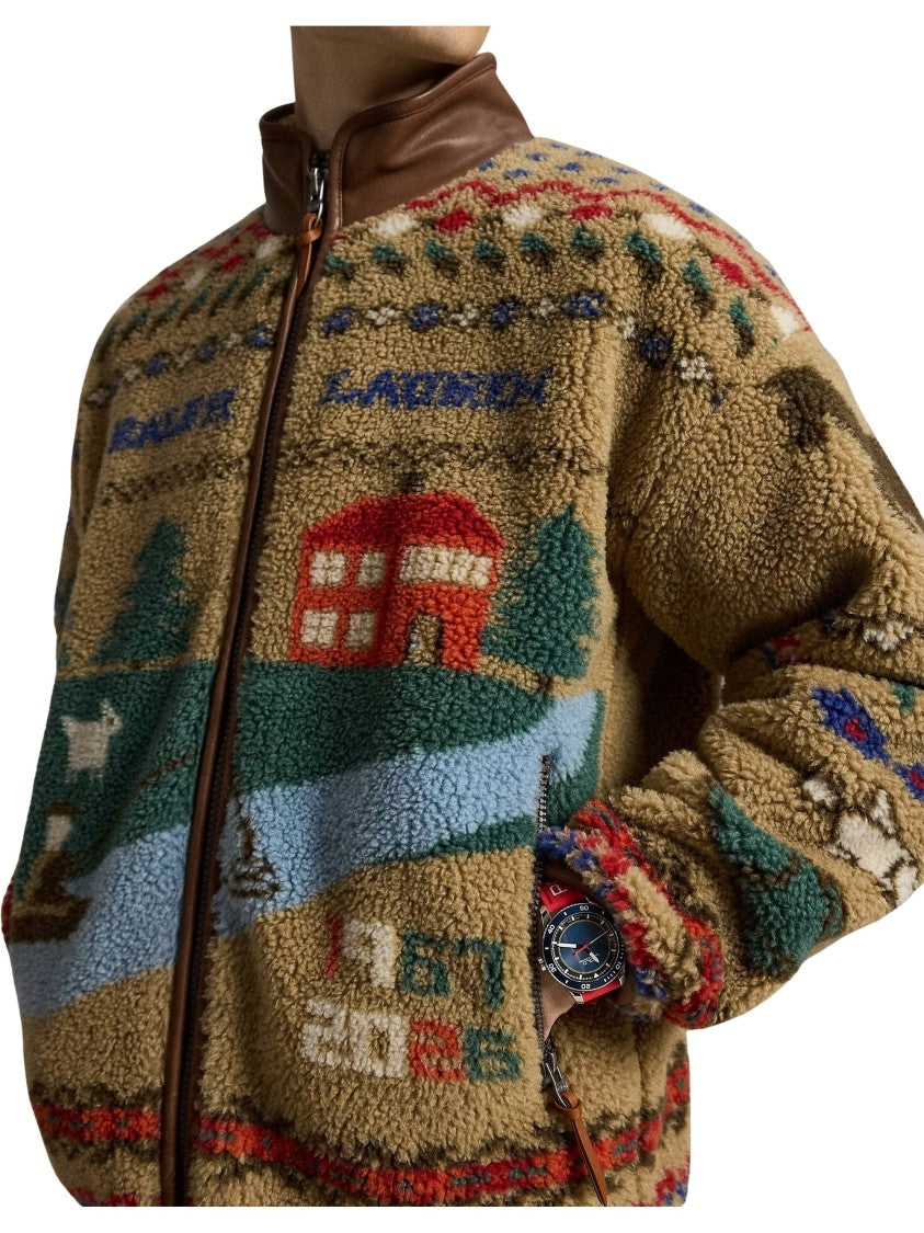 Polo Ralph Lauren Scenic Pile Fleece Jacket With Countryside Design