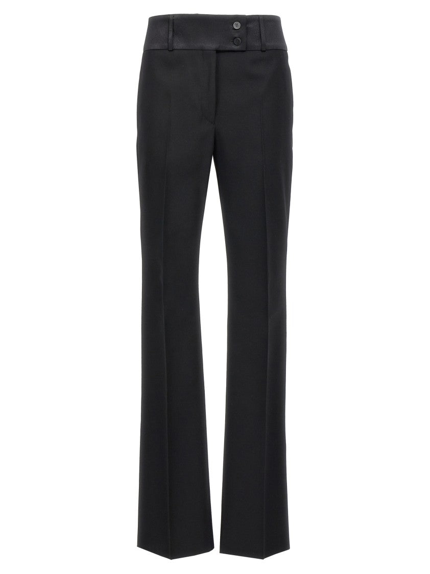 Ferragamo Virgin Wool Tuxedo Pants With Satin Waistband
