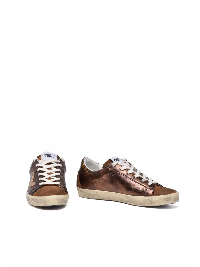 4B12 Bronze Leather Metallic Sneakers