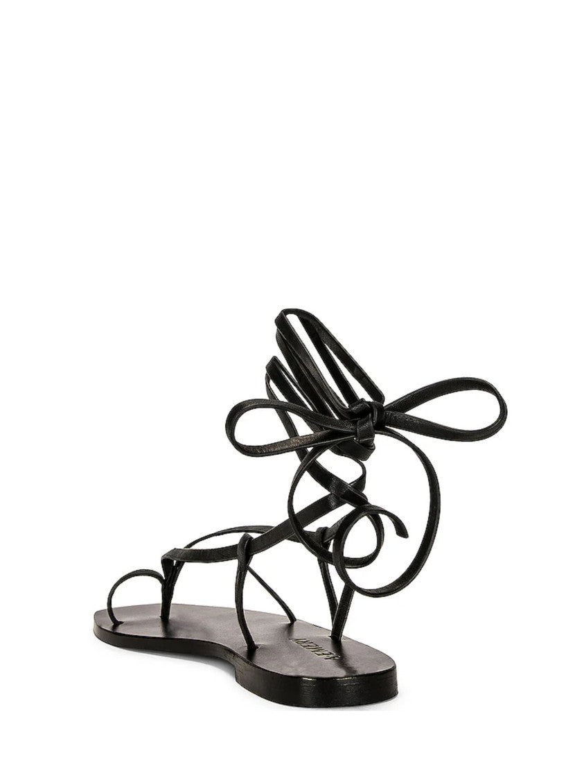 A.Emery Black Gladiator Design Leather Sandals