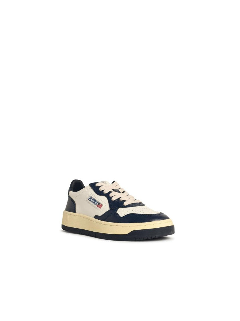 Autry 'Medalist Low' White And Blue Leather Sneakers