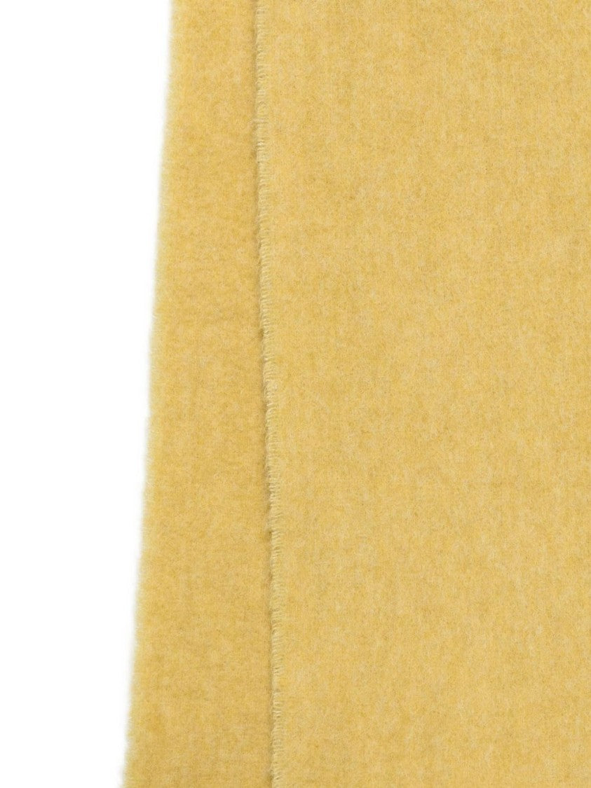 Ami Paris Yellow Alpaca Blend Fringed Monogram Scarf