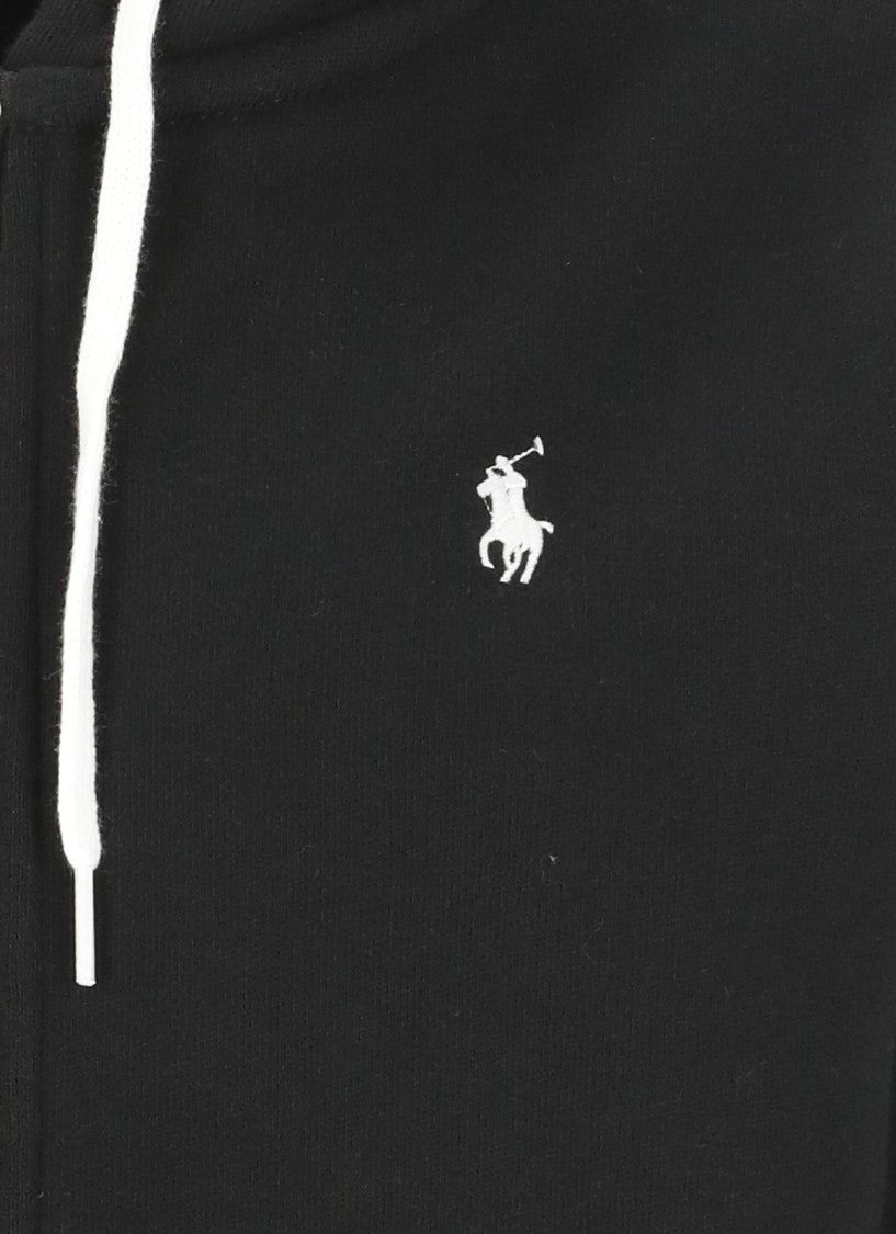 Polo Ralph Lauren Zip-Up Black Hoodie With Drawstring Hood